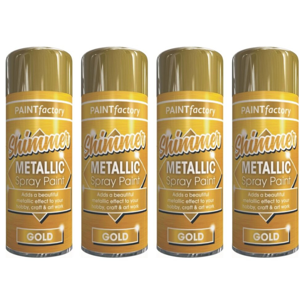 4 x 200ml Shimmering Metallic Gold Spray Paint Matt Gloss Wood Metal