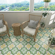 10pcs Peel And Stick Floor Tile Self Adhesive And Waterproof Green Flower Pattern Floor Tile For Living Room Bedroom Bathroom Kitchen And Laundry Room