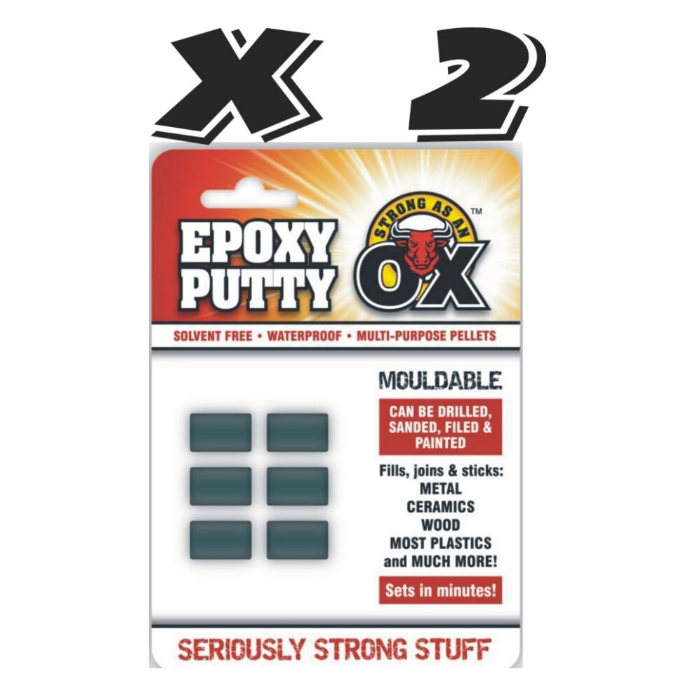 2 x Waterproof Epoxy Putty Repair Pellets Ceramic Metal Plastic Filler