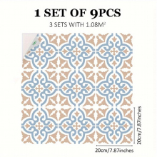 9pcs Nordic Style Printed Floor Stickers Non slip Wear resistant Thickened Waterproof Vinyl Decals Easy To Paste Detachable Home Living Room Kitchen B