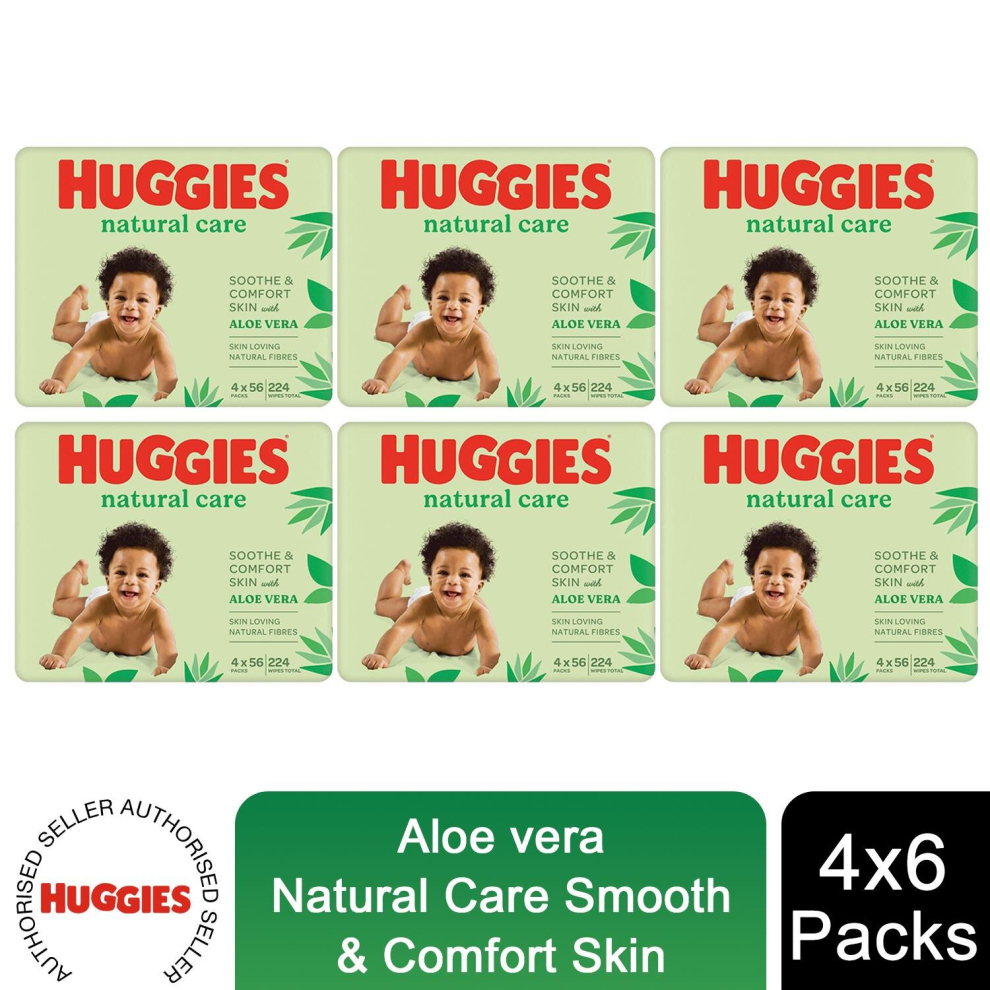 6x Huggies Natural Care Baby Wipes