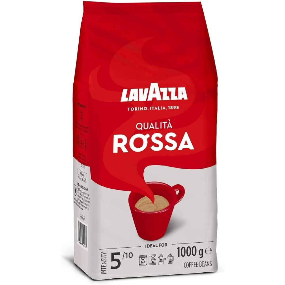 Lavazza QualitÃ  Rossa Coffee Beans with Aromatic Notes of Chocolate and Dried Fruit Arabica and Robusta Intensity 5/10 Medium Roasting 1 Kg