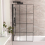 NES Home Oaken 800mm Square Bath Screen Black Profile With Grid Glass Reversible 2