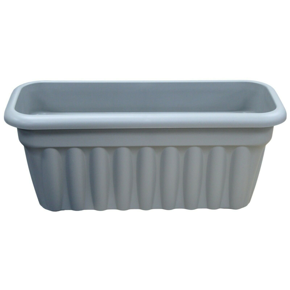 60cm Long Flower Pot Grey Plastic Trough Planter Rippled | 37L