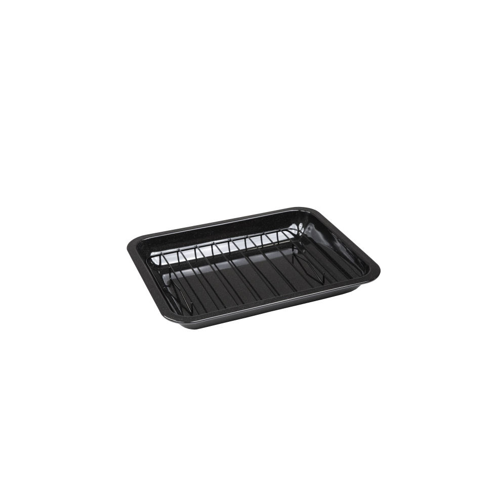 Wham 39cm Black Enamel Coated Tray with Removable Chrome Rack