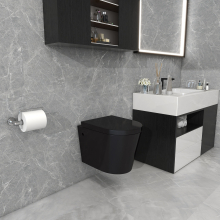 Rimless Wall Hung Bathroom Toilet Matt Black Ceramic WC + Soft Close Toilet Seat