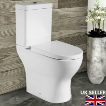 Close Coupled Open Back Toilet WC Modern White Ceramic Round Pan Soft Close Seat