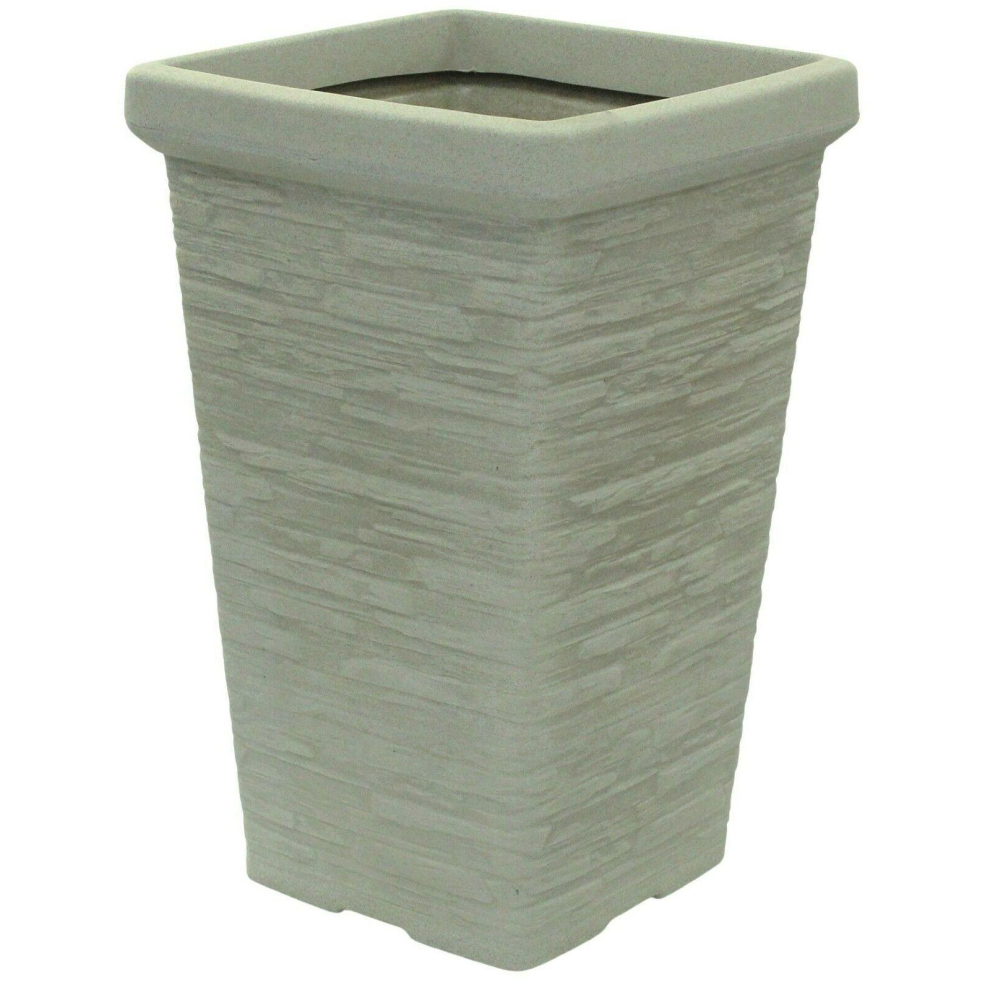 47cm Tall Planter Chimney Slate Style Stone Grey Plant Pot Indoor / Outdoor