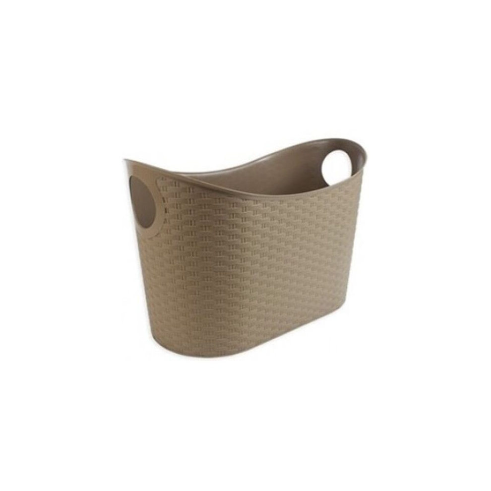 XL 60cm Taupe Rattan Effect Oval Basket Laundry Basket & Handles