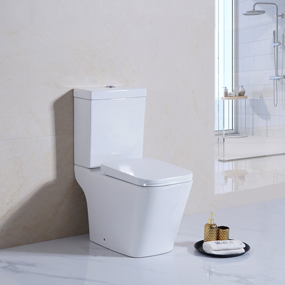 Square Rimless Close Coupled Toilet Bathroom Wc, Cistern Uf Soft Closing Seat 9331924618295