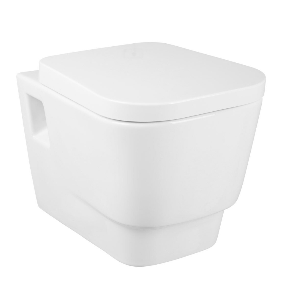 NRG Bathroom Modern White Wall Hung Pan with Soft UF Seat Cover