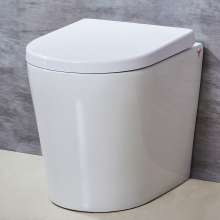 Modern Back To Wall Toilet Bathroom Round WC White Ceramic Pan Soft Close Seat
