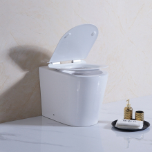 Space Saving Back to Wall Toilet Pan Soft Close Toilet Seat White Ceramic Modern