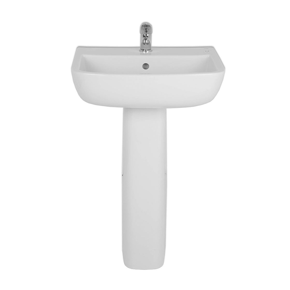 NRG Short Projection Bathroom Pedestal 520mm Basin Compact Cloakroom Single Tap Hole Sink