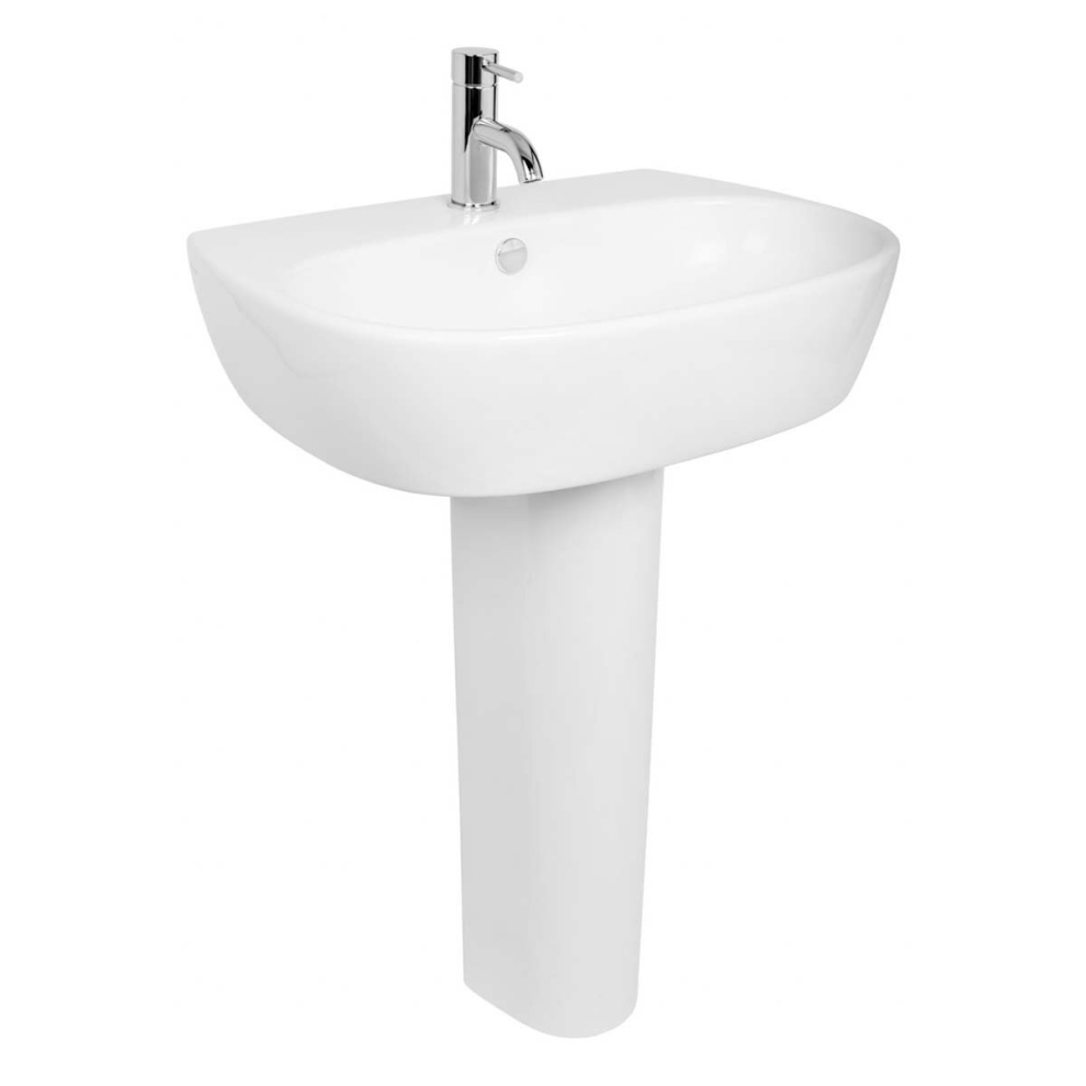 NRG Bathroom Cloakroom Full Pedestal 550mm Basin Compact Single Tap Hole Sink