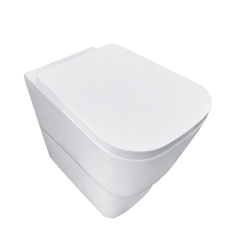 NRG Modern Bathroom Back to Wall Toilet Short Projection Pan Soft Closing UF Seat White