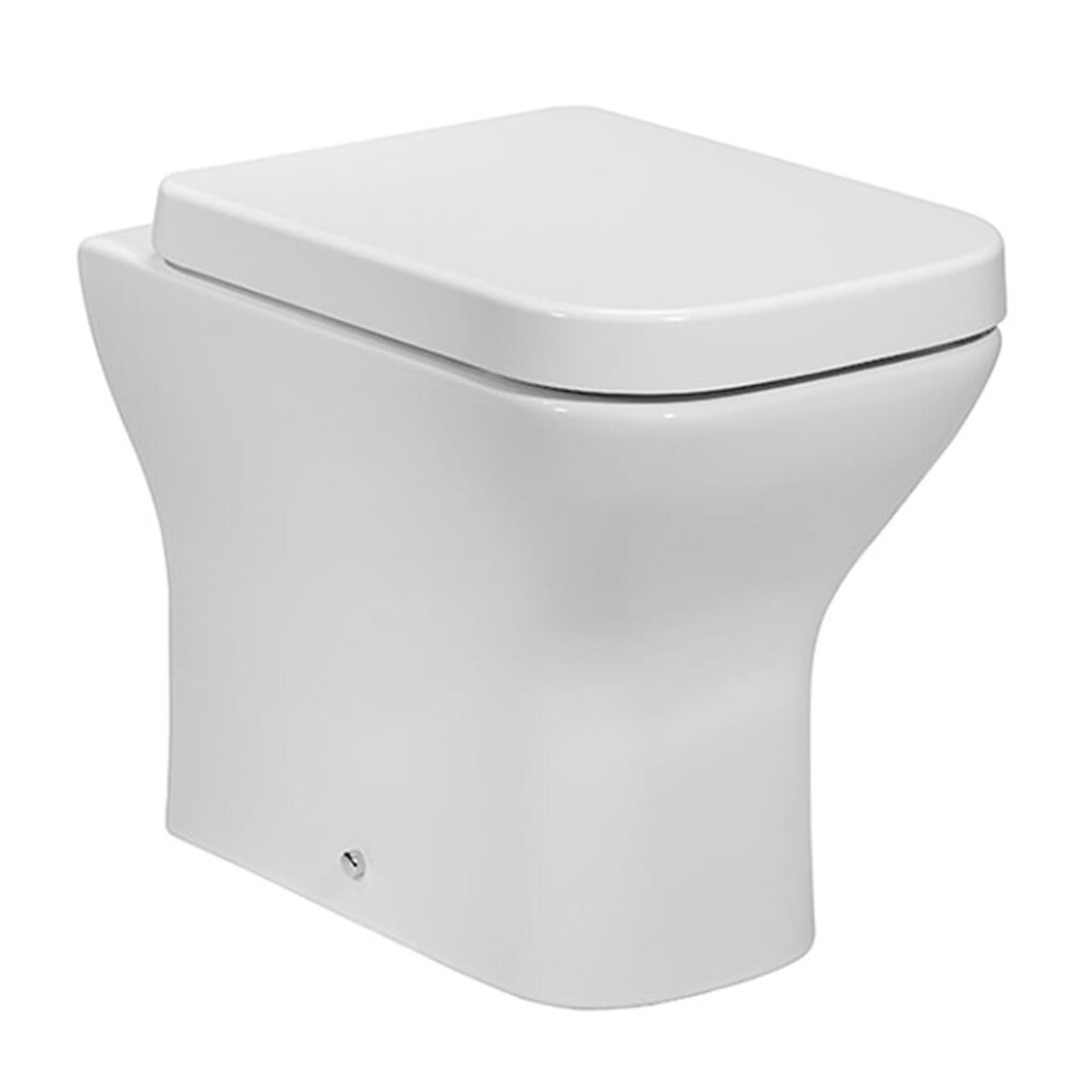 NRG Square Back To Wall Toilet Pan Bathroom WC Soft Close Seat - White