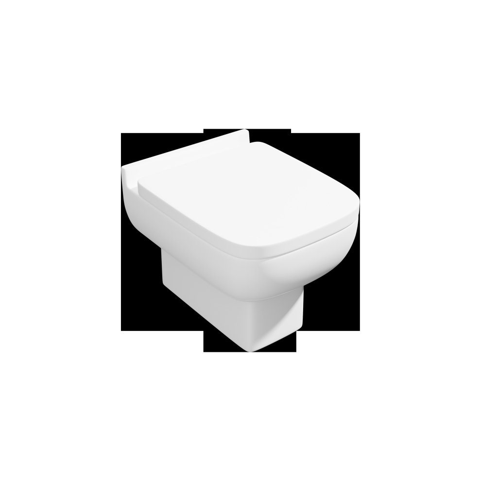 NRG White Back To Wall Toilet Pan for Bathroom WC with Soft Close Seat