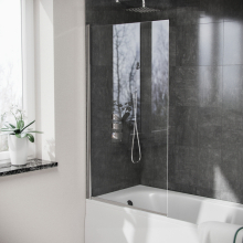 Nes Home Wyke 800 mm Chrome Framed Pivot Swing Door Bath Screen Reversible
