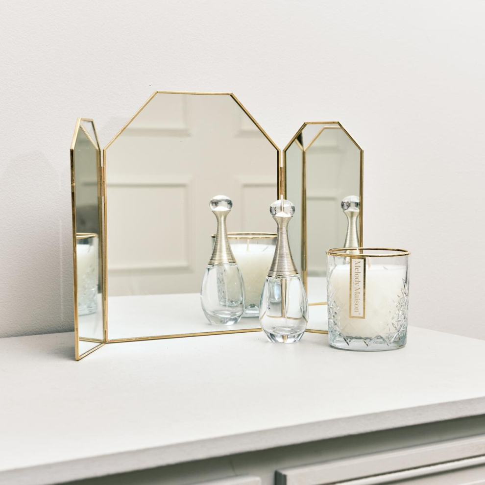 Small Gold Triple Dressing Table Mirror