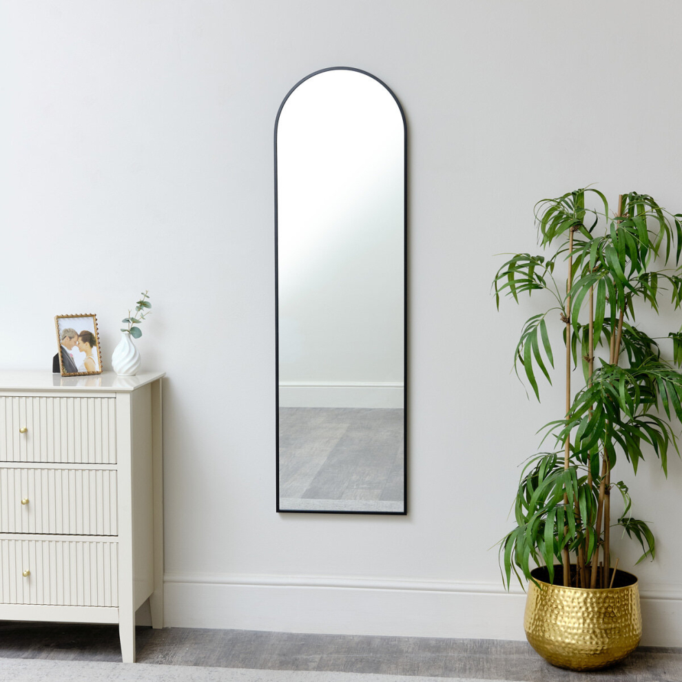 Melody Maison Black Tall Slim Arched Wall Mirror X 40Cm 135Cm