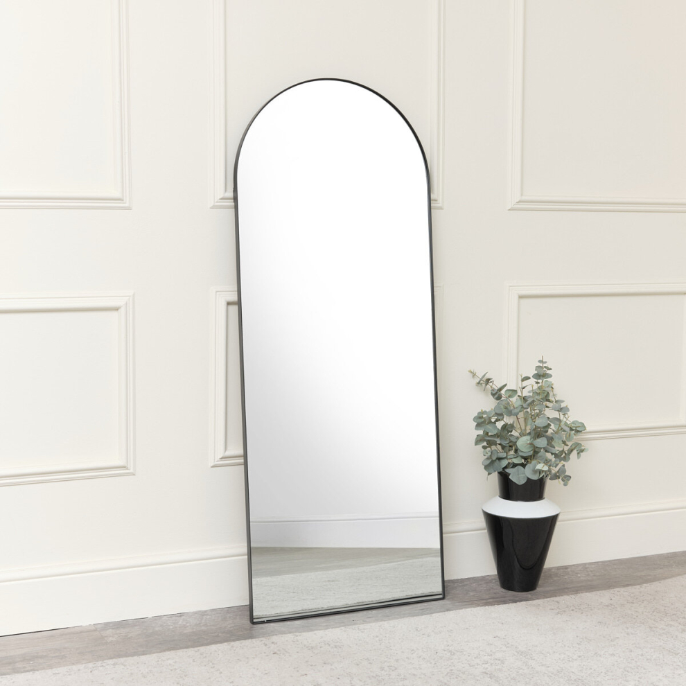Melody Maison Black Arched Leaner Mirror 150Cm X 60Cm Extra Large