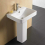 Modern Bathroom Basin Sink Square Full Pedestal Single Tap Hole White Ceramic 2