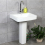 Modern Bathroom Basin Sink Square Full Pedestal Single Tap Hole White Ceramic 6