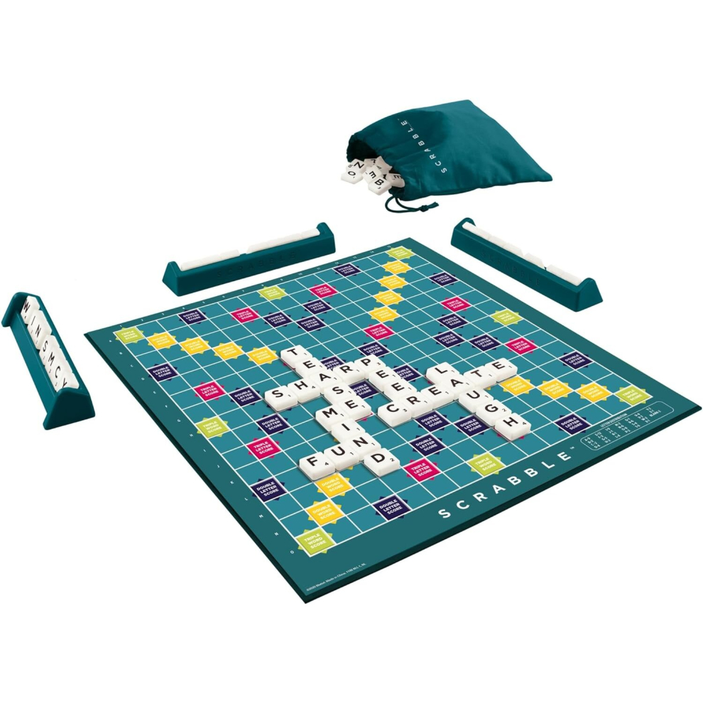 Mattel Games Classic Scrabble Original Crossword Board Game English Version, Family Board Game Adults and Kids Word Game 2 to 4 Players Ages 10 and Up