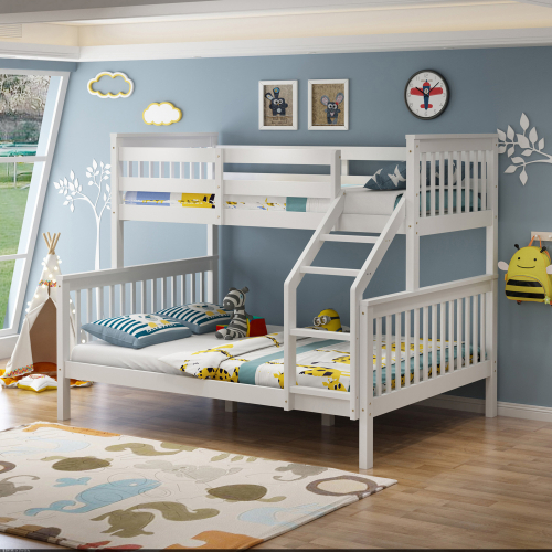 SlumberWorx NOAH WHITE WOODEN TRIPLE SLEEPER BUNK BED - SINGLE & DOUBLE