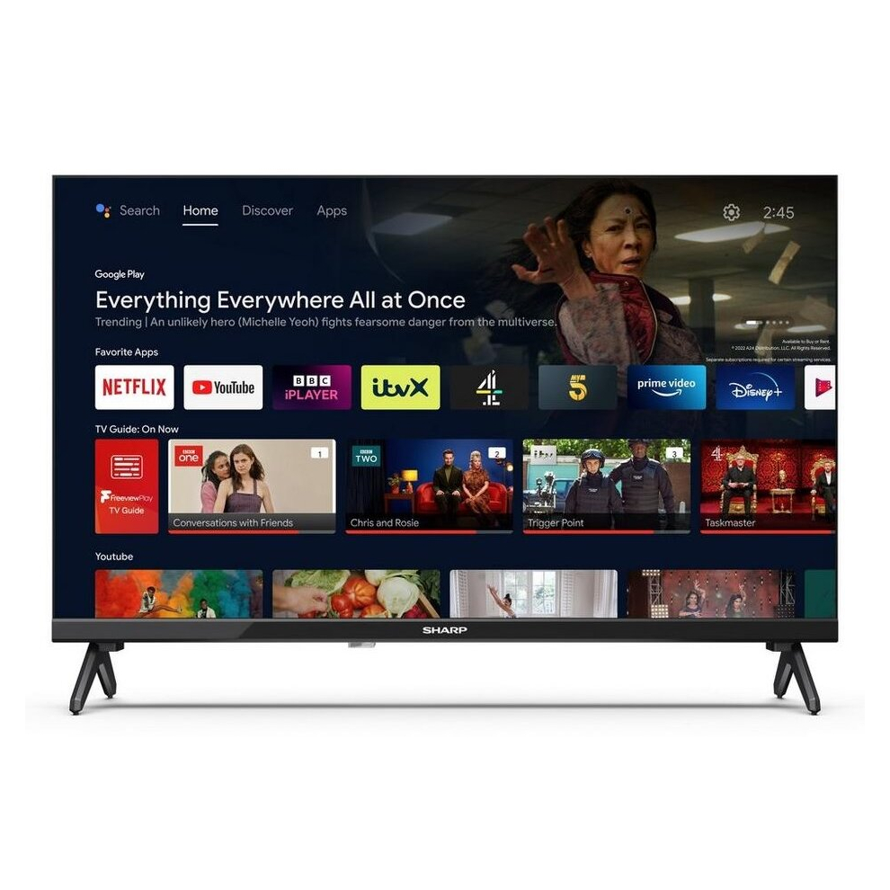 Sharp SMART Android TV 1T-C24FH2KL2AB 24" HD Ready Chromecast Google Assistant