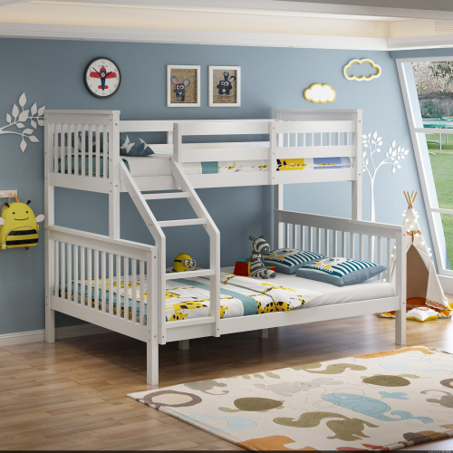 SlumberWorx NOAH WHITE WOODEN TRIPLE SLEEPER BUNK BED - SINGLE & DOUBLE 2