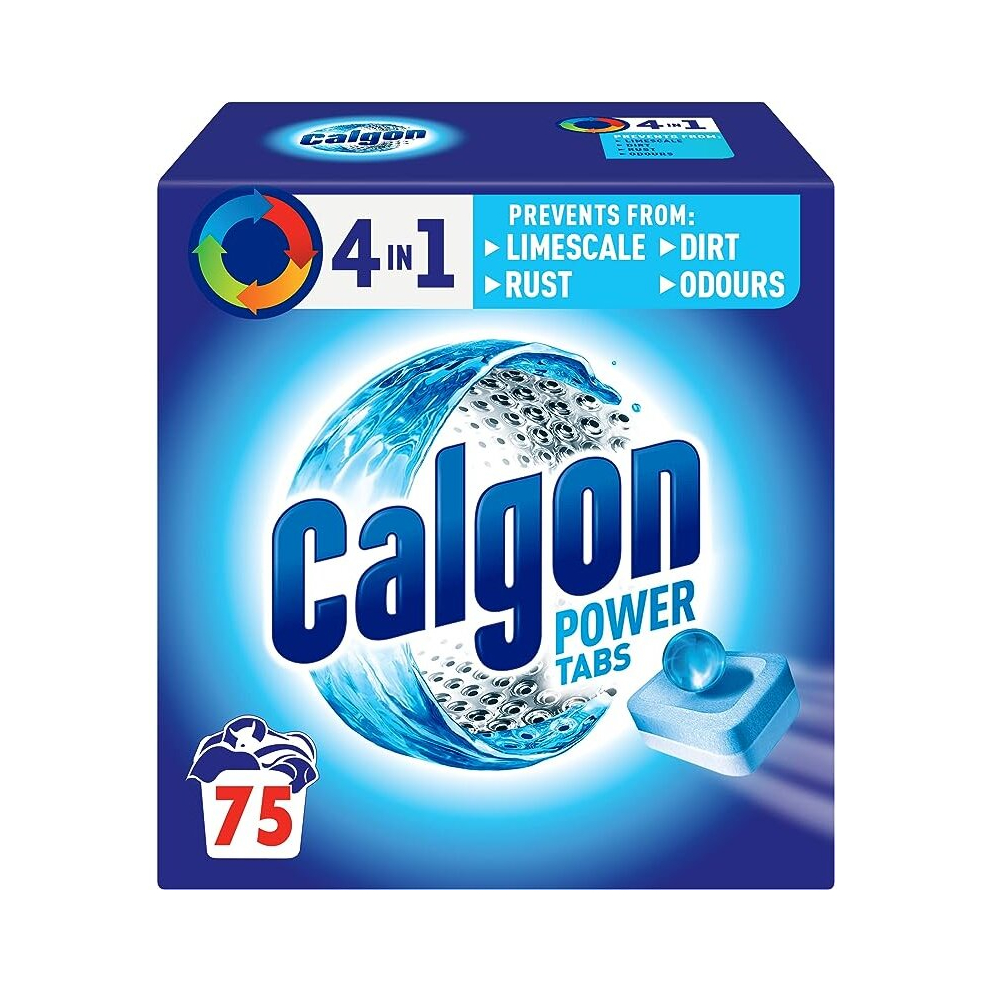 CALGON 4-in-1 Water Softener Tablets Washing Machine Cleaner & Limescale Remover Deep Clean Size XL Packaging may vary 75 Count Pack of 1