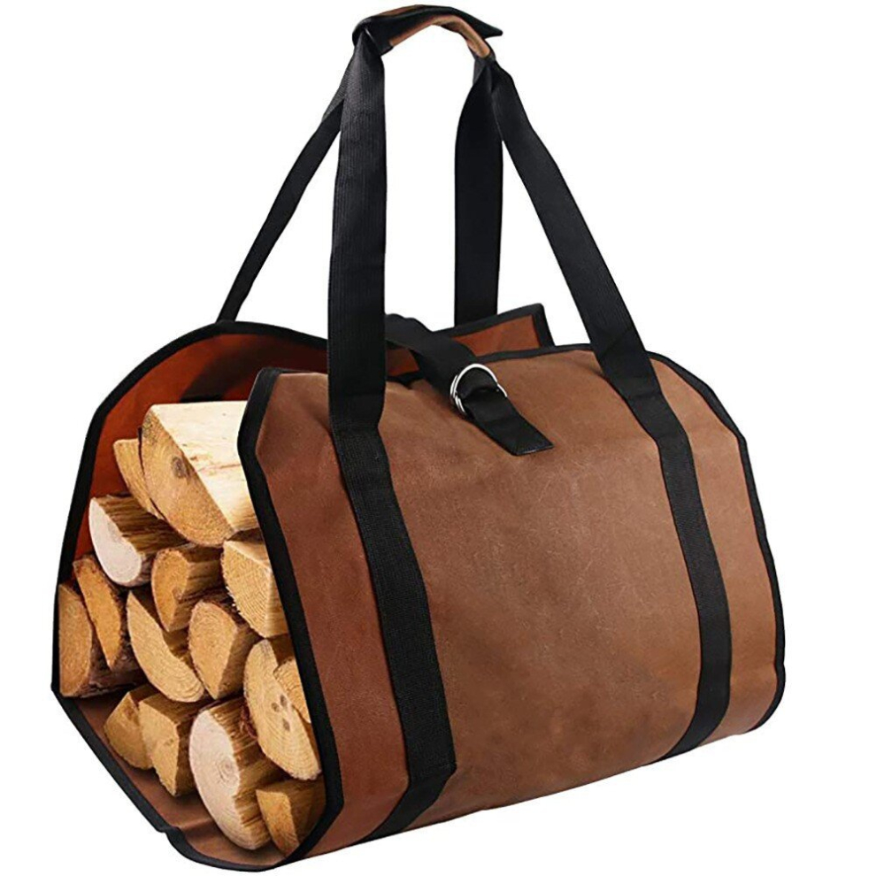 (Brown, 12A Canvas) Youngshion 46 x 98cm Firewood Carrier Log Tote Bag