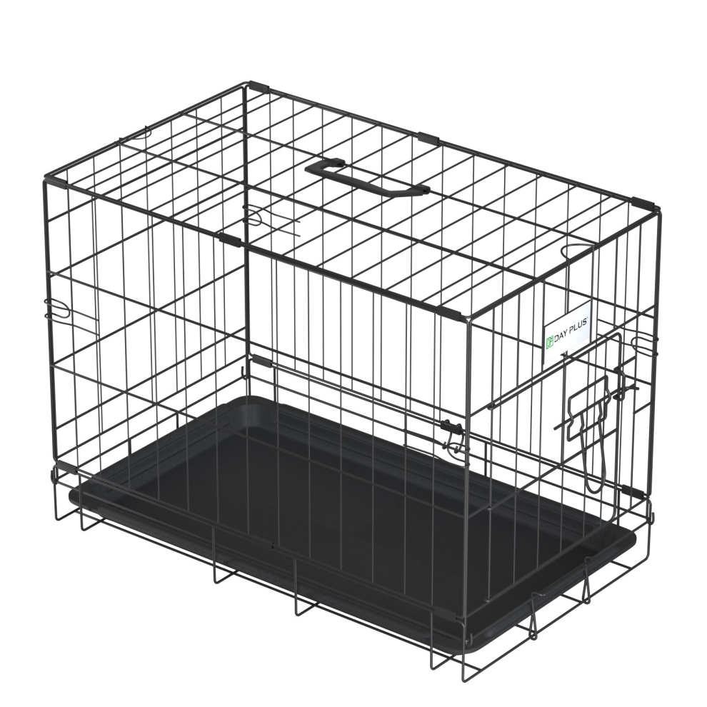 (20inch Black) Dog Cage Puppy Pet Crate Carrier with Removable Tray Foldable for Home Travel Metal Kennel Heavy Duty