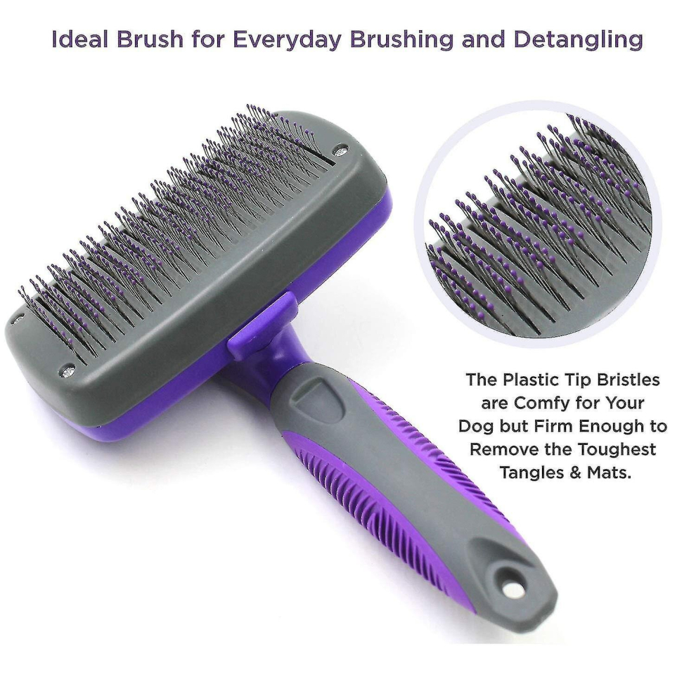 Hertzko Self-cleaning Slicker Brush For Dogs - The Ultimate Dog Brush For Shedding Hair, Fur, - Comb For Grooming Long Haired Short Haired Dogs, Cat