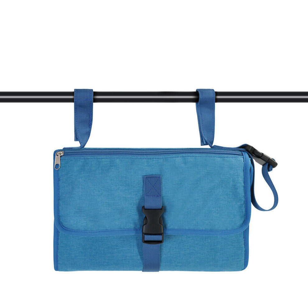 (Blue) Portable Nappy Baby Travel Changing Mat With Wipe-Pocket Newborn Essentials Blue Xylfly