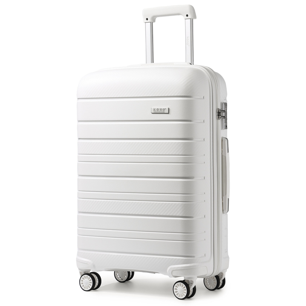 (White, 20 inch) Kono 1, 2 Or 4 Piece Hard Shell PP Suitcase With TSA Lock