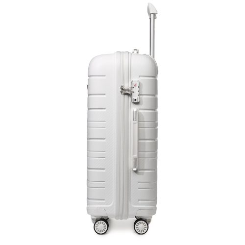 (White, 24 inch) 1, 2 Or 4 Piece Hard Shell PP Suitcase With TSA Lock 1
