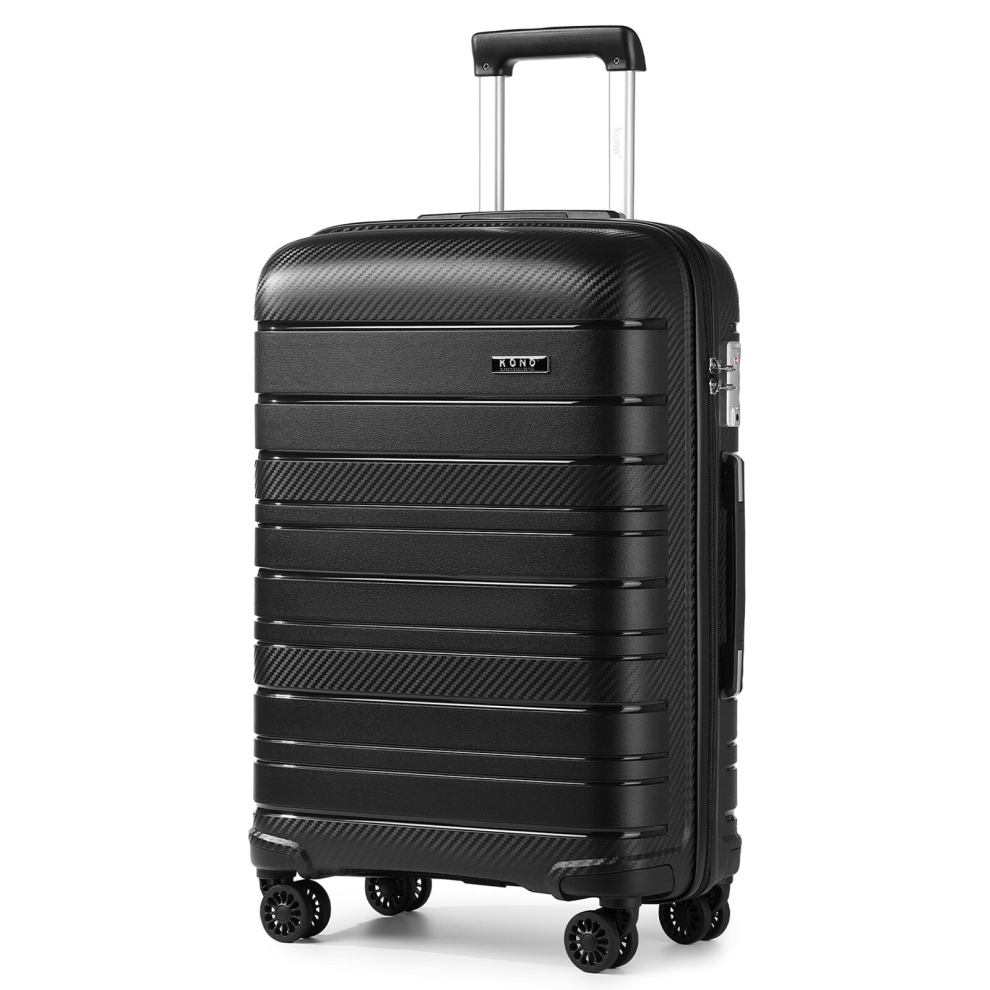 (Black, 24 inch) Kono 1, 2 Or 4 Piece Hard Shell PP Suitcase With TSA Lock