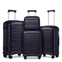 (Navy, 14+20+24+28 inch) 1, 2 Or 4 Piece Hard Shell PP Suitcase With TSA Lock