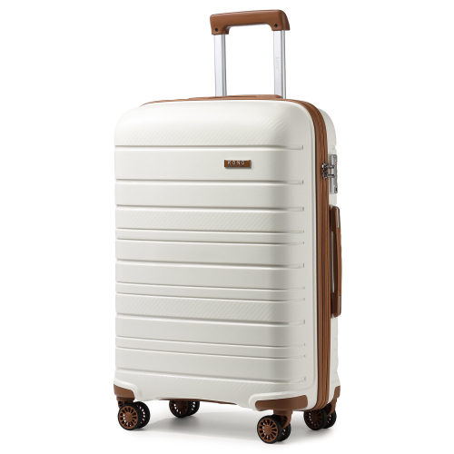 (Cream, 20 inch) 1, 2 Or 4 Piece Hard Shell PP Suitcase With TSA Lock