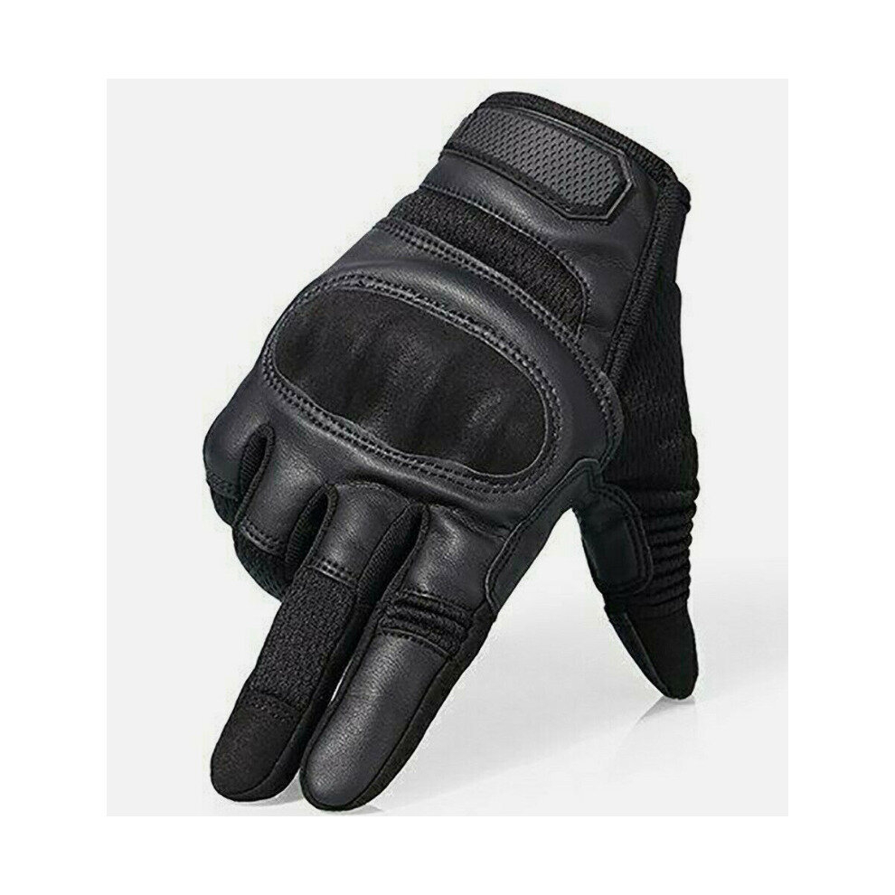 (, M) Touchscreen Tactical Motorcycle Leather Gloves Black 4754135892110