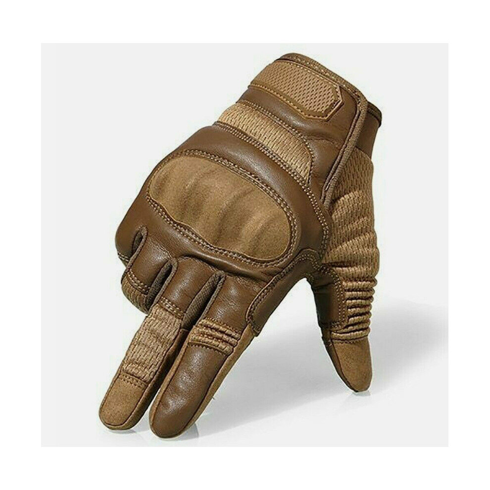 (, Xl) Touchscreen Tactical Motorcycle Leather Gloves Brown 4754135892172