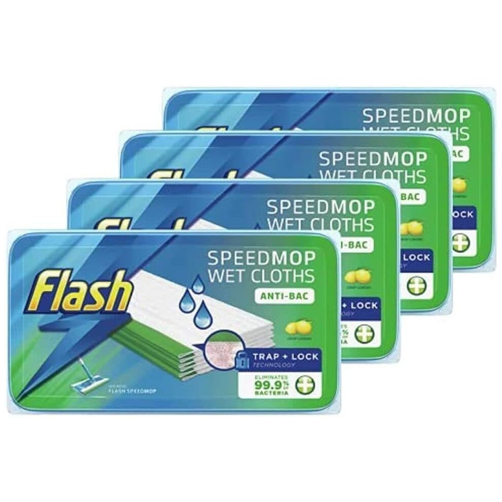 Flash Speedmop Wet Cloth Refills, Floor Cleaner, Lemon Anti-Bac, 96 Wipes (24 x 4)