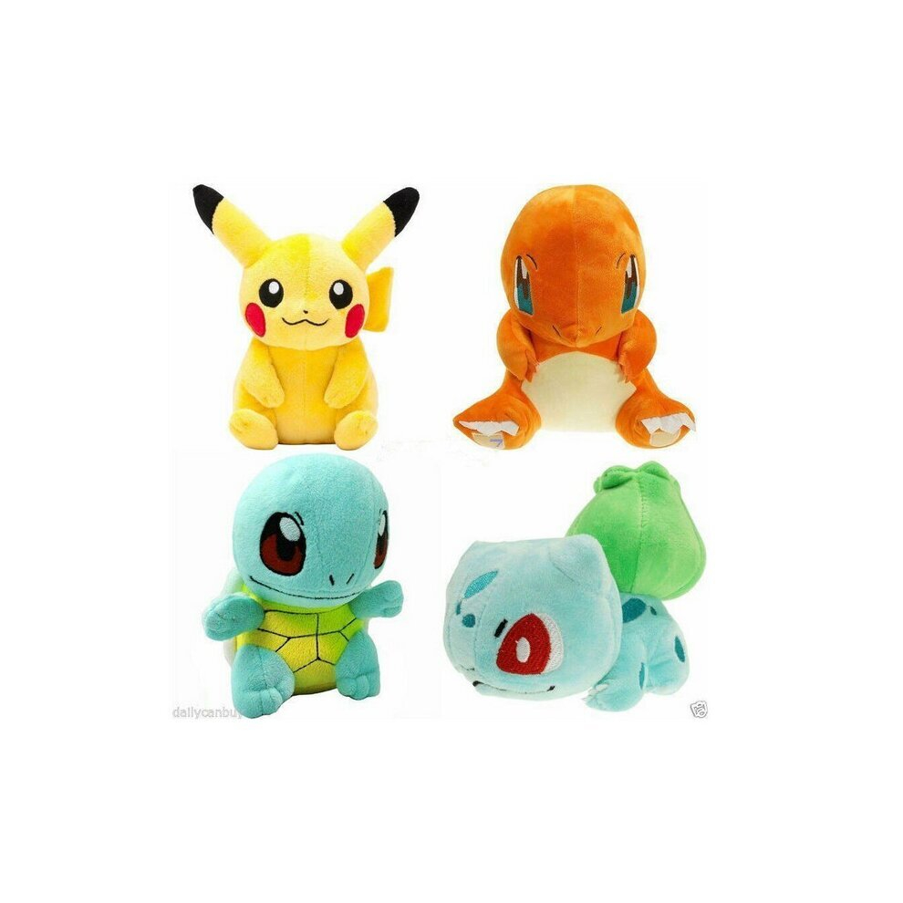 4Pcs Pokemon Pikachu Squirtle Plush Toy Stuffed Doll