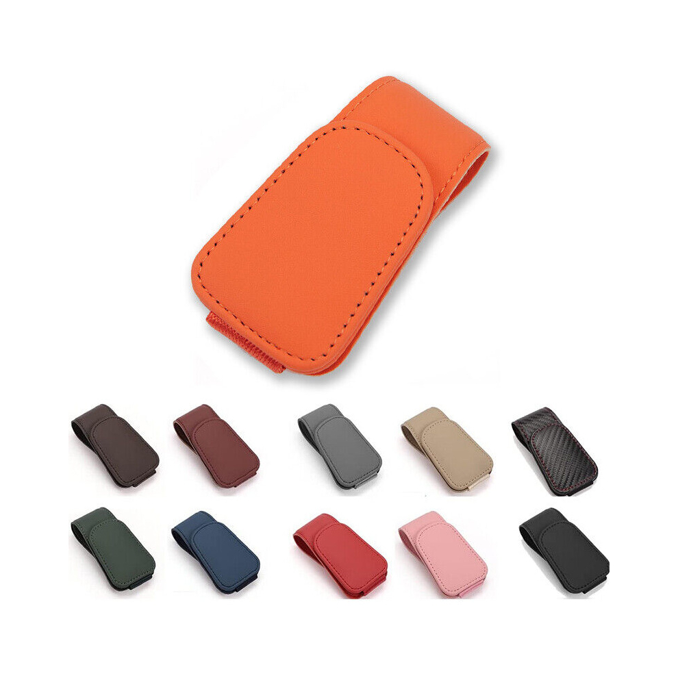 Universal Sunglass Holder For Car Visor Magnetic Leather Glasses Eyeglass Clip 8381923442422