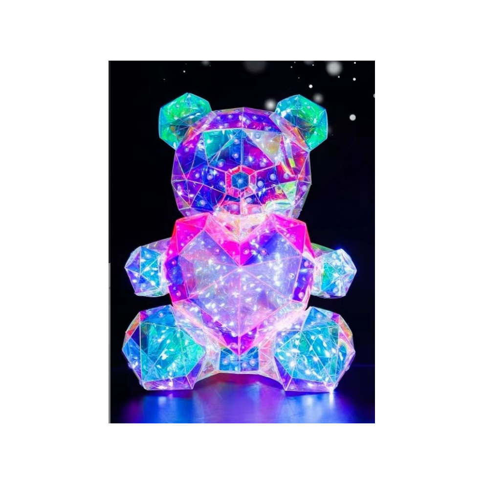 (Bear#2) 3D Flashing Light Up Glowing LED Transparent Interactive USB Teddy Bear Light