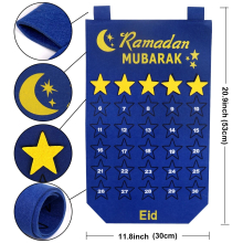 (Felt 2) DIY Eid Mubarak Felt Ramadan Calendar With Pocket for Kids Gifts Countdown Calendrier Ramadan 2024 Kareem Muslim Party Decor