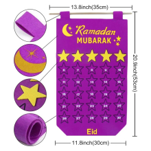 (felt 7) DIY Eid Mubarak Felt Ramadan Calendar With Pocket for Kids Gifts Countdown Calendrier Ramadan 2024 Kareem Muslim Party Decor
